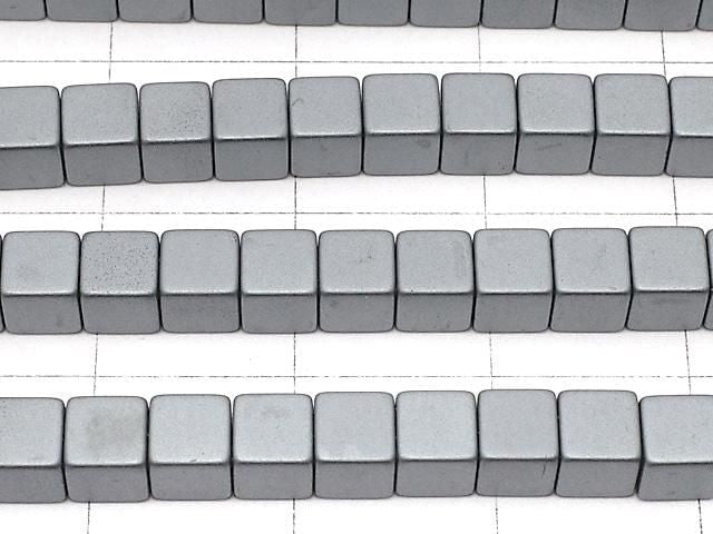 Frosted Hematite Cube 4x4x4mm 1strand beads (aprx.15inch/38cm)