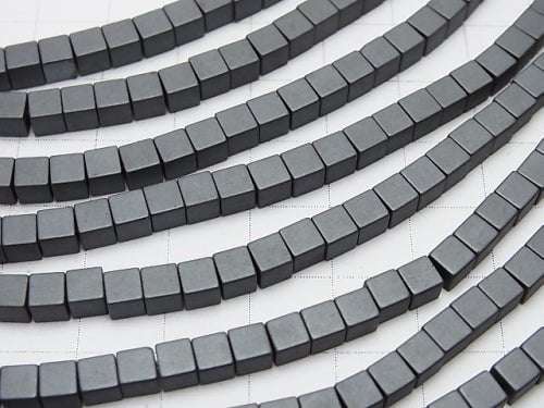 1strand $3.79! Frost Hematite Cube 4 x 4 mm x 4 mm 1 strand beads (aprx.15 inch / 36 cm)