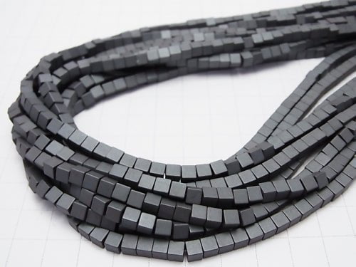 1strand $3.79! Frost Hematite Cube 4 x 4 mm x 4 mm 1 strand beads (aprx.15 inch / 36 cm)