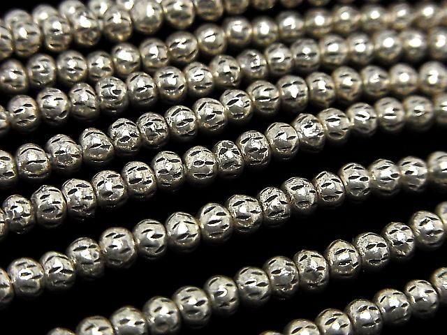 Karen Silver Decorative Rondelle 4x4x3mm 1/8 or 1-strand beads (approx. 15 inches/38 cm)