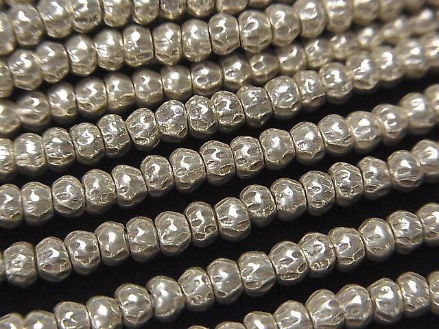 Karen Silver Ornament Roundel 4x4x3mm 1/8 or 1strand beads (aprx.15inch/38cm)