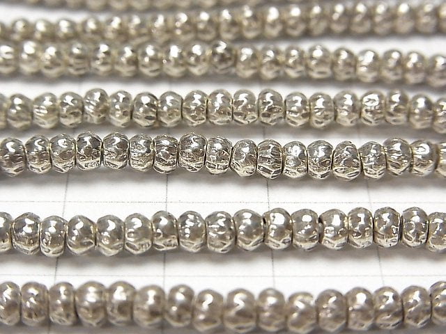 Karen Silver Ornament Roundel 4x4x3mm 1/8 or 1strand beads (aprx.15inch/38cm)