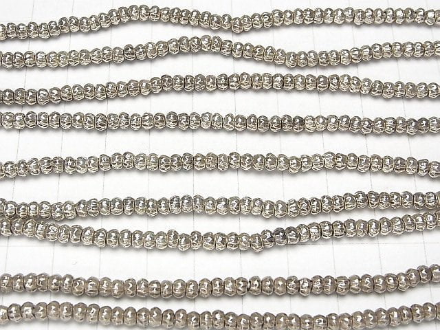 Karen Silver Ornament Roundel 4x4x3mm 1/8 or 1strand beads (aprx.15inch/38cm)