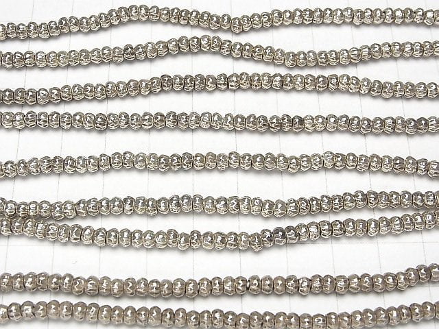 Karen Hill Tribe silver ornament Roundel 4 x 4 x 3 mm 1/4 or 1strand beads (aprx.15 inch / 38 cm)