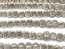 Karen Silver Decorative Triangle Beads, 4mm, 10pcs - 1 Strand (approx. 15 inches/38cm)