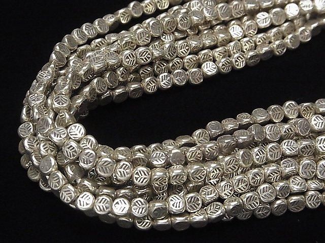 Karen Silver Decorative Triangular Beads 4mm 10pcs - 1 strand beads (approx. 15inch/38cm)