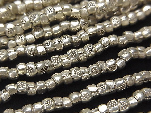 Karen Silver Ornament Roundel 3.5x3x2.5mm 1/8 or 1strand beads (aprx.15inch/38cm)