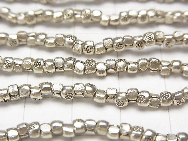 Karen Silver Ornament Rondelle 3.5x3x2.5mm 1/8 or 1-strand beads (approx. 15inch/38cm)