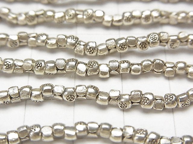 Karen Silver Ornament Roundel 3.5x3x2.5mm 1/8 or 1strand beads (aprx.15inch/38cm)