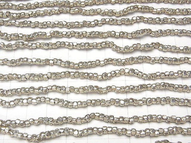 Karen Silver Ornament Roundel 3.5x3x2.5mm 1/8 or 1strand beads (aprx.15inch/38cm)