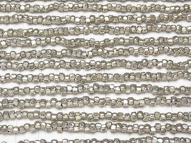 Karen Silver Decorative Rondelle 4x3x3mm 1/4 or 1-strand beads (approx. 15 inches/38 cm)
