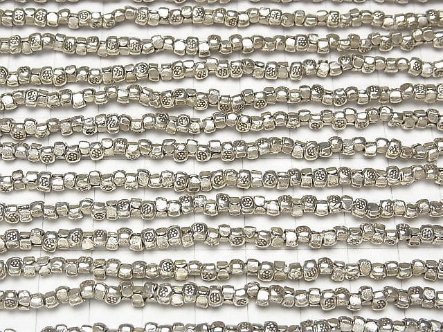 Karen Hill Tribe silver ornament Roundel 4 x 3 x 3 mm 1/4 or 1strand beads (aprx.15 inch / 38 cm)