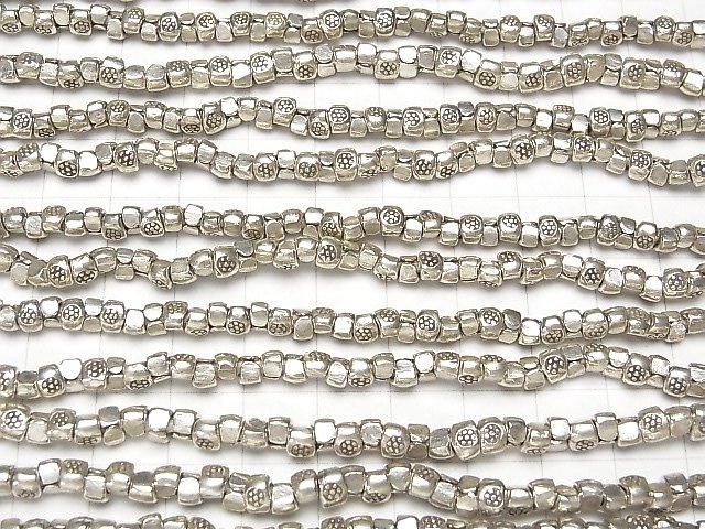 Karen Silver Decorative Rondelle 5x4x3.5mm 1/8 or 1-strand beads (approx. 15 inch/38 cm)