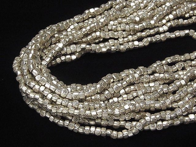 Karen Silver Decorative Rondelle 5x4x3.5mm 1/8 or 1-strand beads (approx. 15 inch/38 cm)