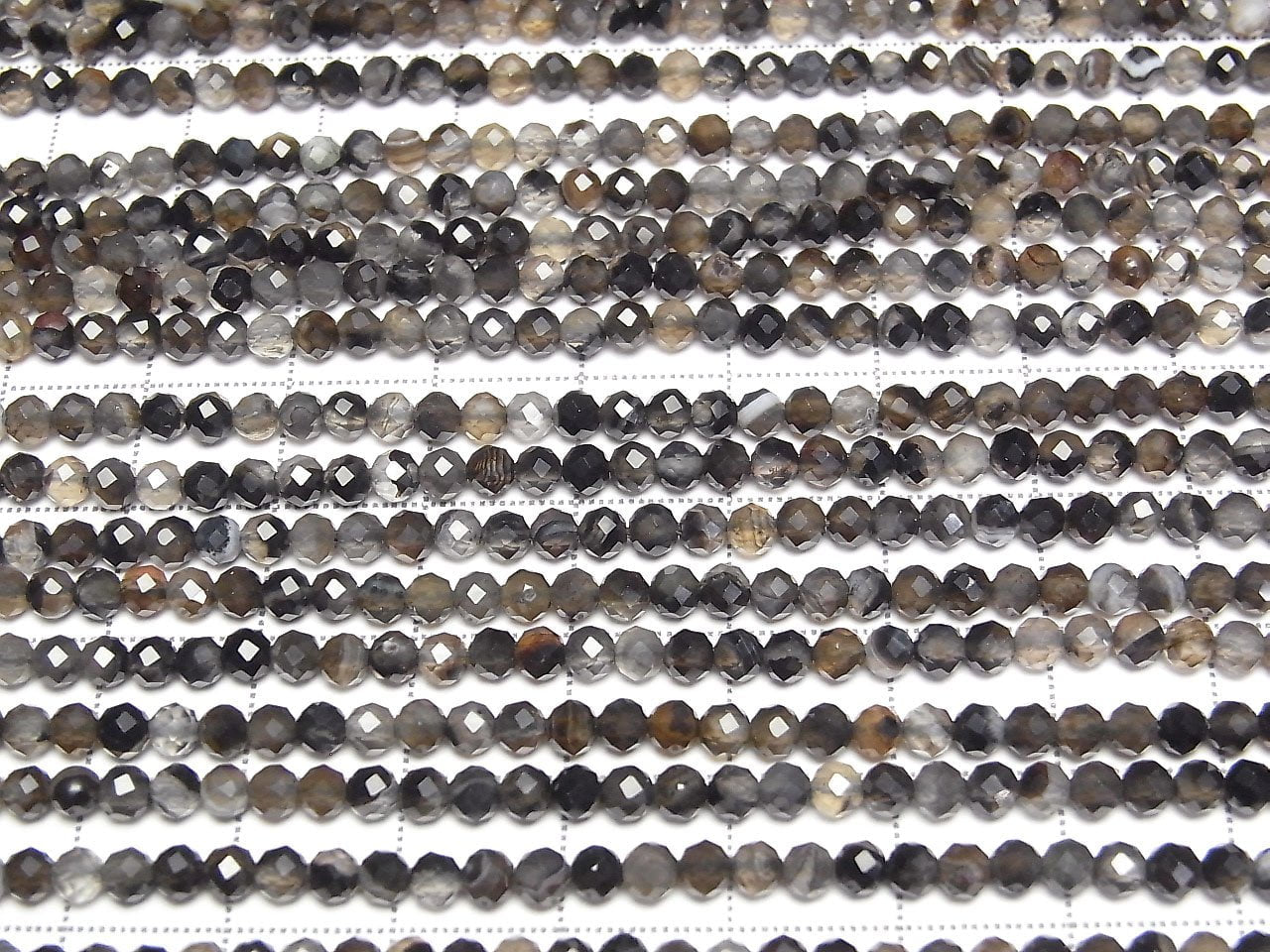 Haute qualité ! Agate brune striée facettée ronde perles 3mm 1 fil (env. 15 pouces/37cm)