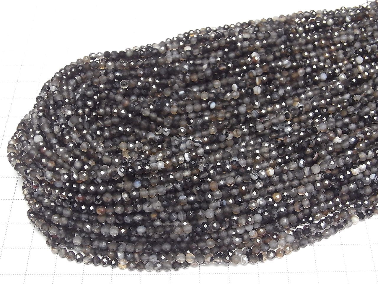 Haute qualité ! Agate brune striée facettée ronde perles 3mm 1 fil (env. 15 pouces/37cm)