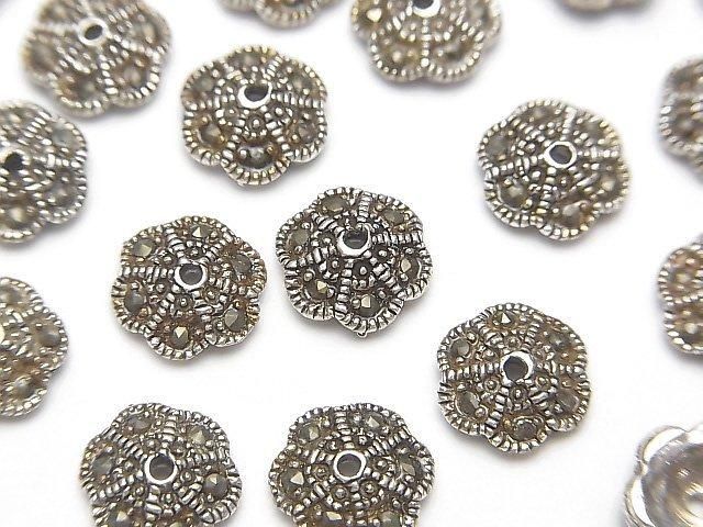[Video] Silver925 Marcasite Bead Caps 8x8x3mm 2pcs