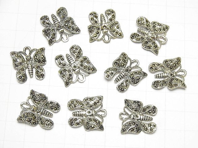 1pc $9.79! Silver925 Charm butterfly motif with Marcasite 17x17x2