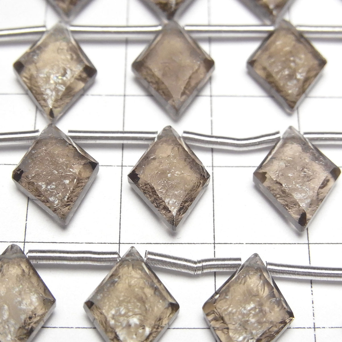 High Quality Smoky Quartz AAA Texture Diamond 14x10mm 1strand beads (9pcs)
