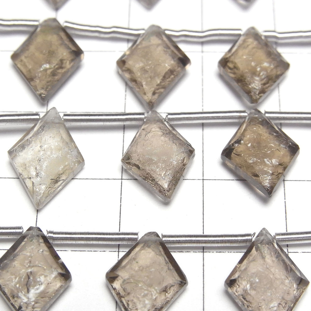 High Quality Smoky Quartz AAA Texture Diamond 14x10mm 1strand beads (9pcs)