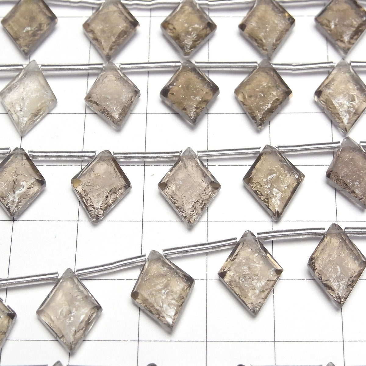High Quality Smoky Quartz AAA Texture Diamond 14x10mm 1strand beads (9pcs)