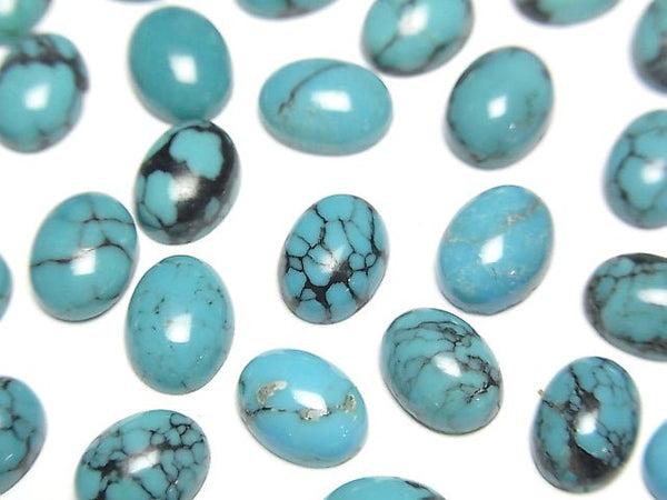 [Video]Turquoise AAA- Oval Cabochon 8x6mm Patterned 4pcs