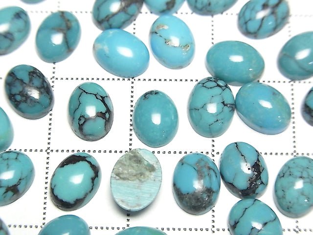 [Video]Turquoise AAA- Oval Cabochon 8x6mm Patterned 4pcs