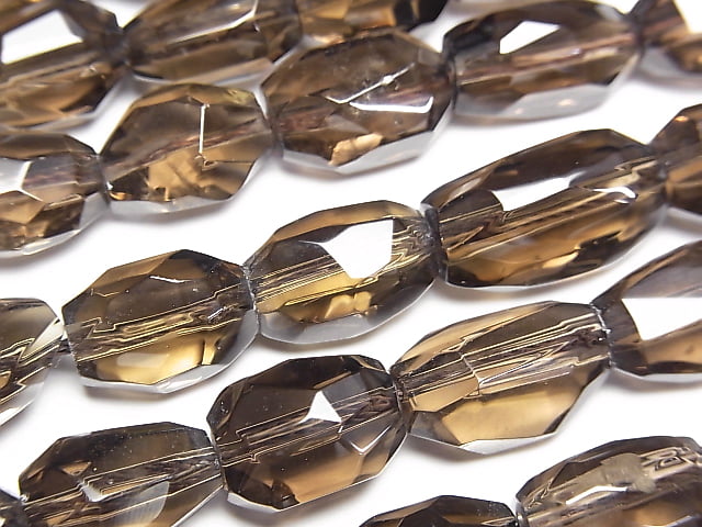 [Video]Smoky Quartz AAA- Faceted Nugget half or 1strand beads (aprx.15inch/37cm)