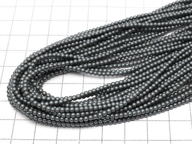 Frost Hematite Round 2mm 1strand beads (aprx.15inch / 38cm)