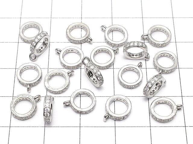 New size now available! Metal parts Roundel with Ring [6mm][7mm][8mm][10mm] Silver color (with CZ) 3pcs