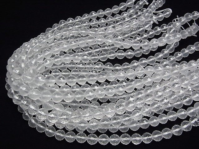 [Video] High Quality!  Milky Quartz AAA Triangle Faceted Round 8mm  half or 1strand beads (aprx.15inch/37cm)