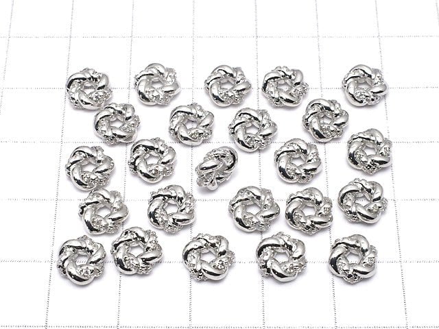 Metal parts Roundel 7x7x3mm Silver (with CZ) 2pcs