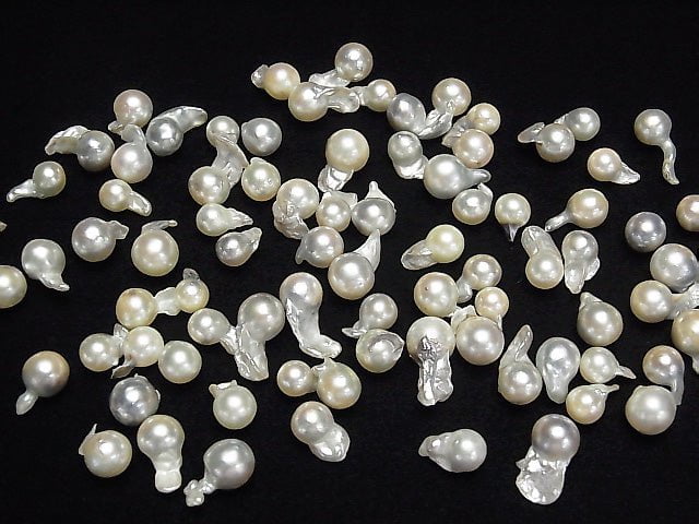 [Video] Japanese Akoya Pearl Baroque Fins 7-9mm, White Silver, Uncolored, 3pcs