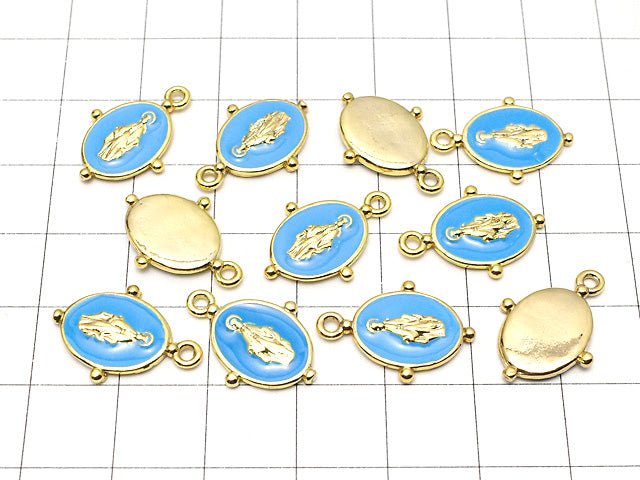 Metal Parts Charm 18x13mm Miraculous Medal Blue 1pc $1.79!