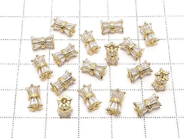 Metal parts Ribbon Tube 8x5x5mm Gold color (with CZ) 1pc