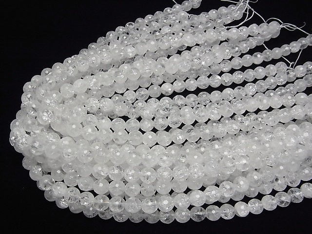Cracked Crystal  128Faceted Round 8mm 1strand beads (aprx.15inch/38cm)
