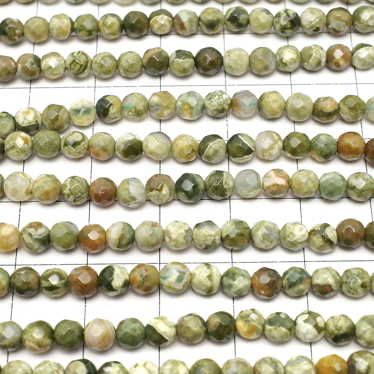 Rainforest Rhyolite 32Faceted Round 4mm 1strand beads (aprx.15inch/38cm)