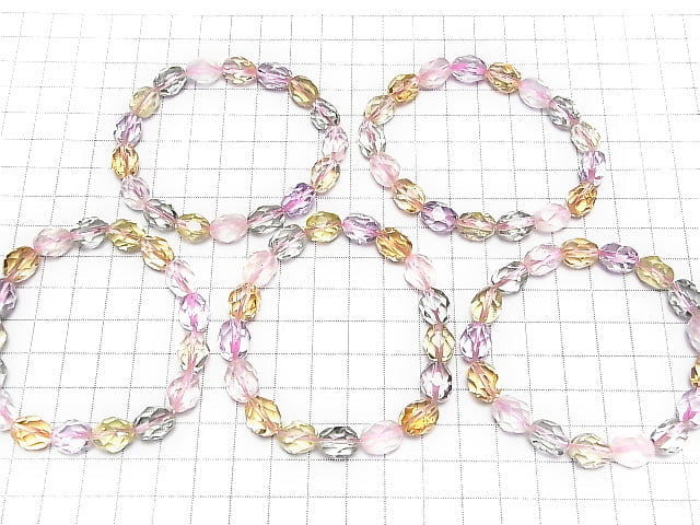 [Video] High Quality! Mixed Stone AAA- Faceted Rice 11x9x9mm Bracelet