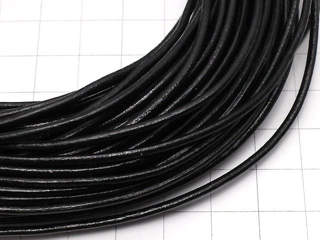 Europe Leather Cord Round wire [1 mm] [1.5 mm] [2 mm] black 1 roll (20 m)