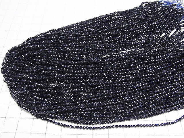 1strand $8.79! Blue Golden Sand Stone  Faceted Round 2mm  1strand beads (aprx.15inch/36cm)