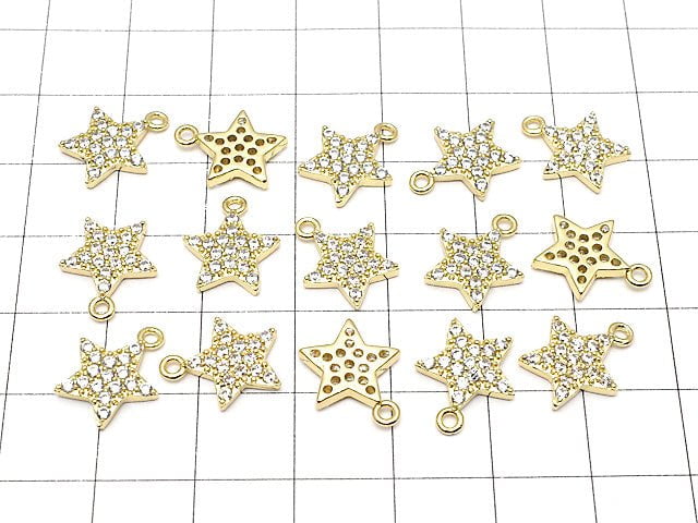 Metal Parts star motif charm 13x11mm gold color (with CZ) 2pcs $3.59!