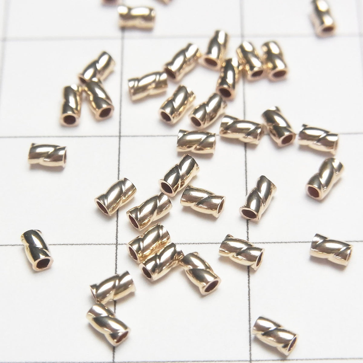 Tube 14 carats Gold Filled Torsadé 3x2mm 10pcs