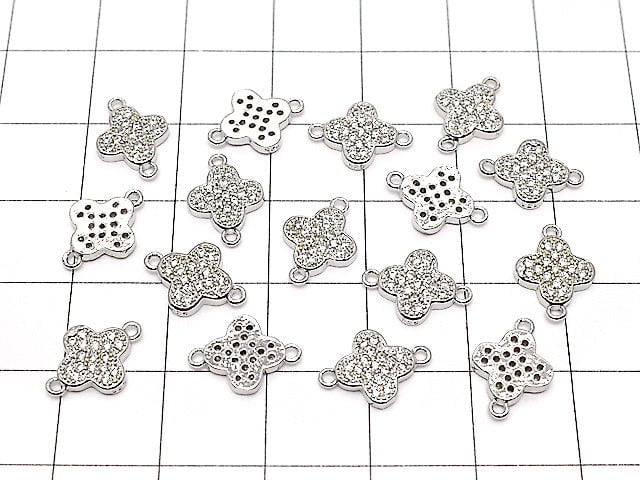 Metal Parts Joint Parts Flower 12 x 8.5 Silver Color (with CZ) 1 pc $1.99