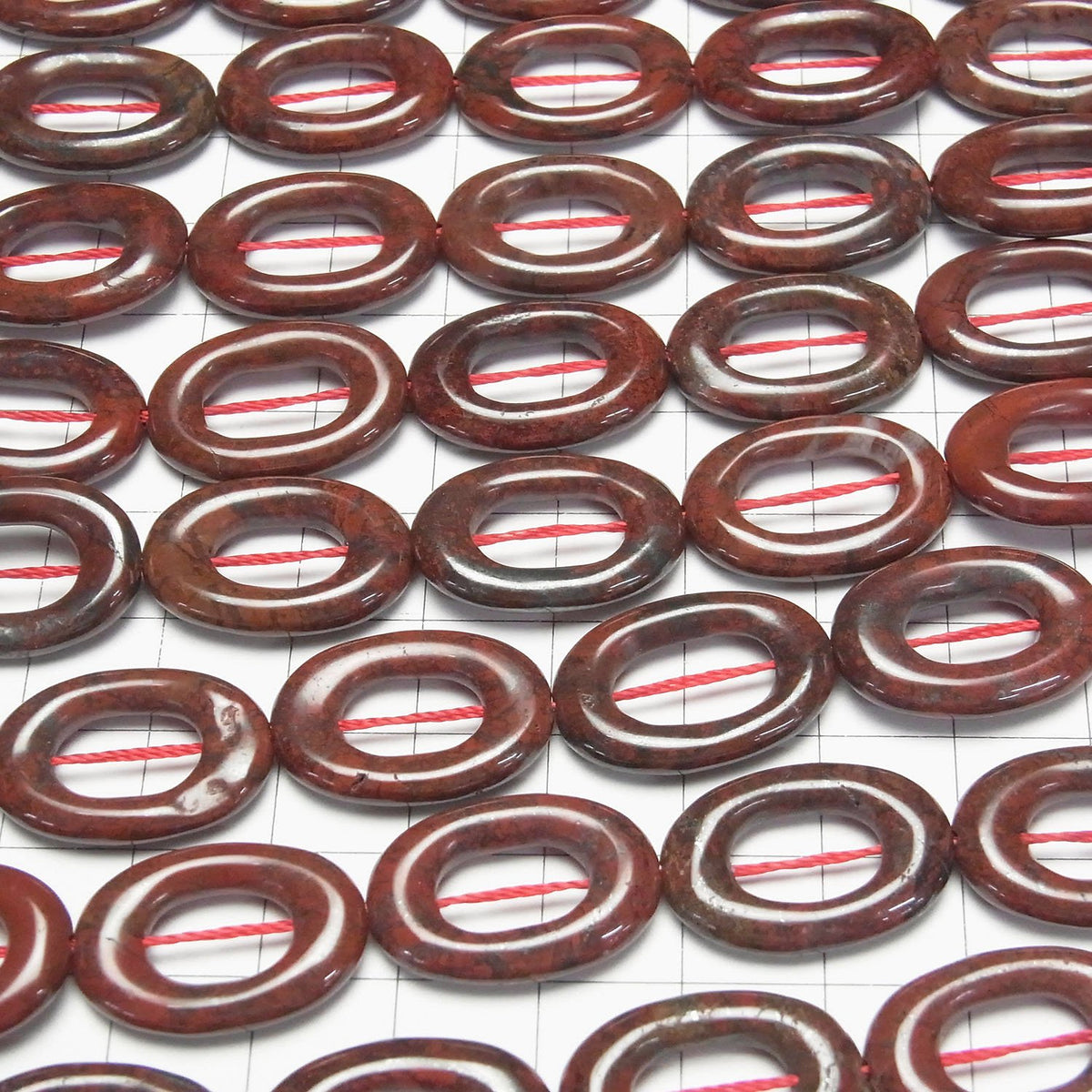 Poppy Jasper Oval (Donut) 22 x 15 x 4 mm half or 1strand beads (aprx.15 inch / 37 cm)