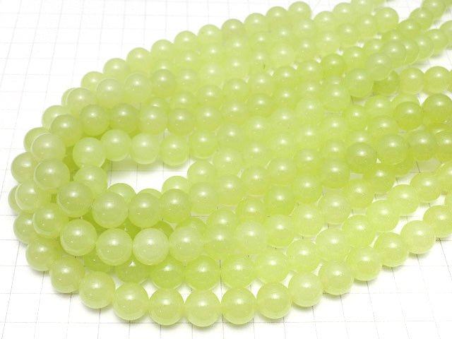 Yellow Green Jade Round 12mm 1strand beads (aprx.15inch / 38cm)