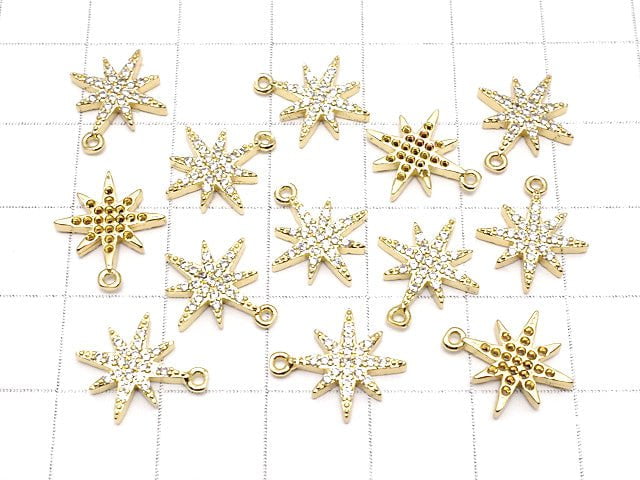 Metal Parts Star motif Star motif charm 14 x 12 mm gold color (with CZ) 2 pcs