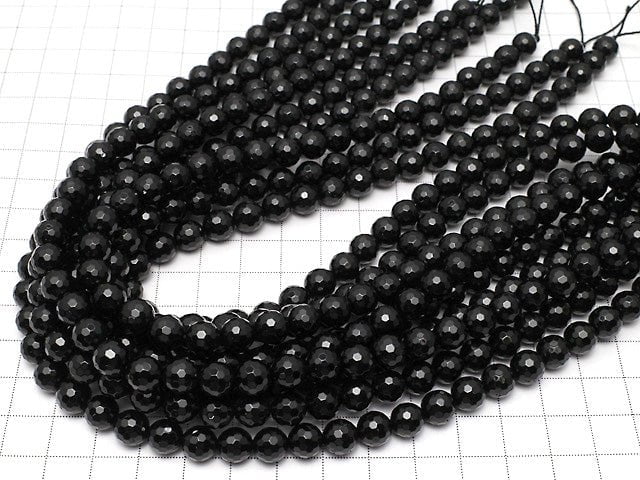 [Video] Onyx  128Faceted Round 8mm 1strand beads (aprx.15inch/37cm)