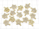 Metal Parts Star Motif Both Side Charm 15 x 13 mm Gold Color (with CZ) 2 pcs