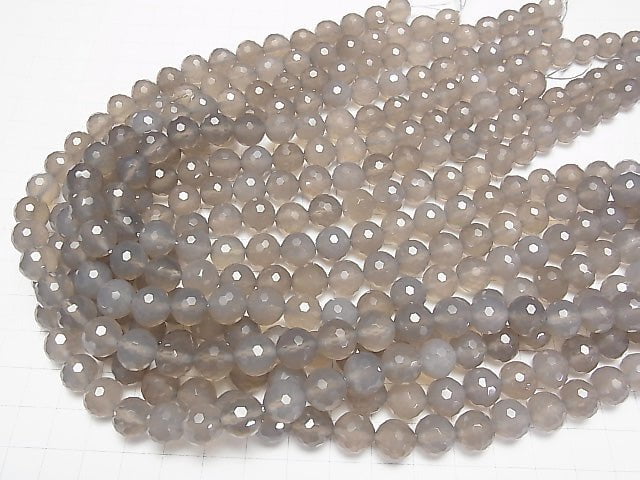 [Video] High Quality! Gray Onyx AAA 128 Faceted Round 10 mm half or 1 strand beads (aprx.15 inch / 38 cm)