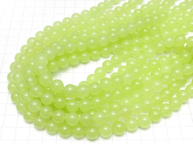 Yellow Green Jade Round 10mm 1strand beads (aprx.15inch / 38cm)